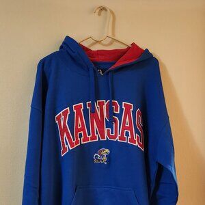 Kansas Jayhawks Hoodie Sweatshirt XL J. America Sewn Stitched Embroidered Logo